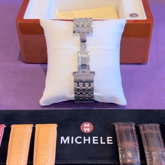 MICHELE Deco Chronograph Diamond Watch with Stainless Steel Bracelet - Picture 13 of 15